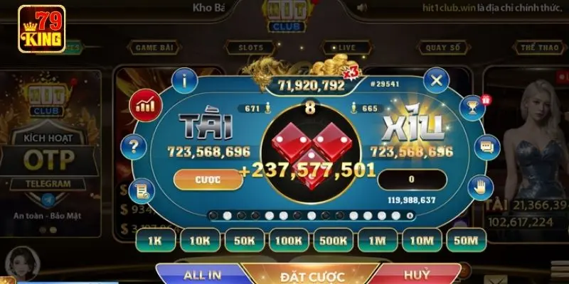 Tài xỉu tại sảnh casino 79KING